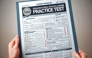 A person holding an Arkansas real estate license practice test.